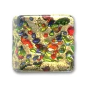 Gold foid Square Murano 15mm Inclusion x1