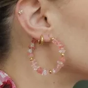 Strawberry imitation Quartz Chip beads 8 - 11 mm x85cm