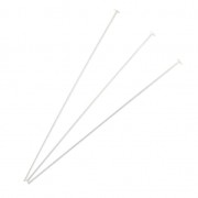 925 Sterling Silver head pins 50x0.6 mm x10|raw }}