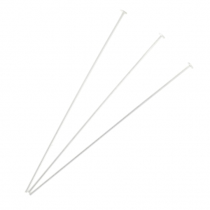 925 Sterling Silver head pins 50x0.6 mm x10