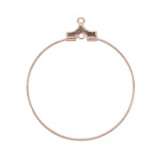 Base for earring hoops to decorate 30 mm with one hole - Rose Gold Tone x2