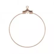 Base for earring hoops to decorate 30 mm with one hole - Rose Gold Tone x2