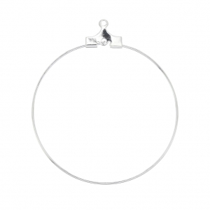 Base for earring hoops to decorate 35 mm - with one hole - Fine silver plating x2