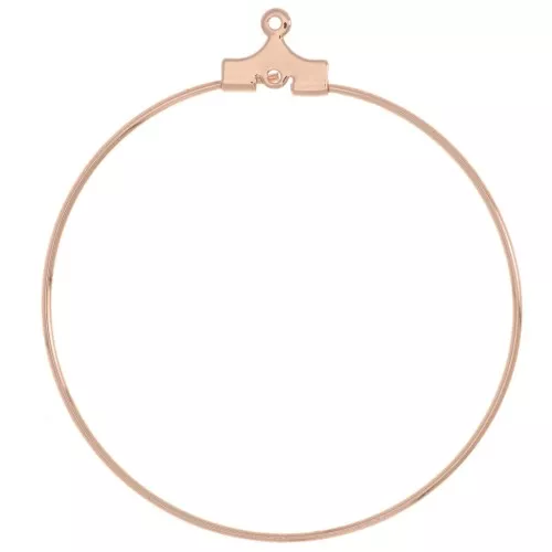 Base for earring hoops to decorate 40 mm - with one hole - Rose Gold Tone x2