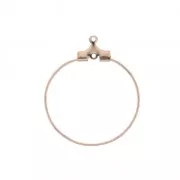 Base for earring hoops to decorate 25 mm with one hole - Rose Gold Tone x2