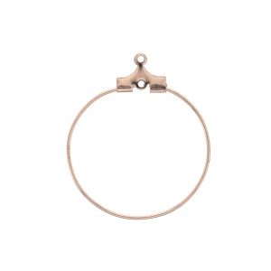 Base for earring hoops to decorate 25 mm with one hole - Rose Gold Tone x2