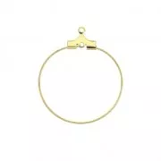 Base for earring hoops to decorate 25 mm with one hole - Fine Gold Plated x2