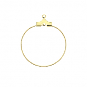 Base for earring hoops to decorate 25 mm with one hole - Fine Gold Plated x2