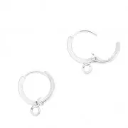 Leverback earrings design round shape with 1 loop 11 mm - Fine silver plating x2