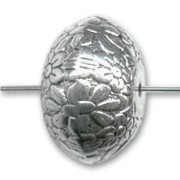 CCB Flat round bead 20x14mm Silver tone x 1