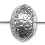 CCB Flat round bead 20x14mm Silver tone x 1