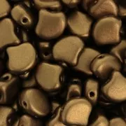 Czech Glass beads Ginko Duo 2 holes 7.5x7.5 mm Golden Mat x10g