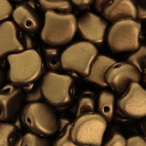 Czech Glass beads Ginko Duo 2 holes 7.5x7.5 mm Golden Mat x10g