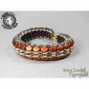 Czech Glass beads Ginko Duo 2 holes 7.5x7.5 mm Golden Mat x10g