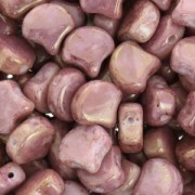 Czech Glass beads Ginko Duo 2 holes 7.5x7.5 mm Opaque Luster Rose x10g