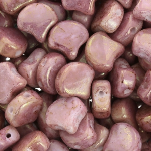 Czech Glass beads Ginko Duo 2 holes 7.5x7.5 mm Opaque Luster Rose x10g