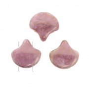 Czech Glass beads Ginko Duo 2 holes 7.5x7.5 mm Opaque Luster Rose x10g