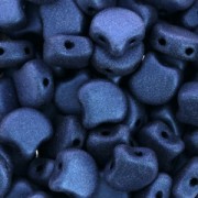 Czech Glass beads Ginko Duo 2 holes 7.5x7.5 mm Blue Metallic Mat x10g
