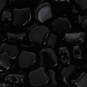 Czech Glass beads Ginko Duo 2 holes 7.5x7.5 mm Jet x10g