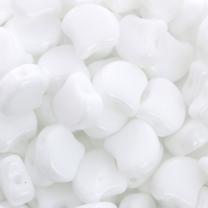 Czech Glass beads Ginko Duo 2 holes 7.5x7.5 mm Opaque White x10g