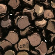 Czech Glass beads Ginko Duo 2 holes 7.5x7.5 mm Dark Bronze x10g