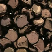 Czech Glass beads Ginko Duo 2 holes 7.5x7.5 mm Dark Bronze x10g