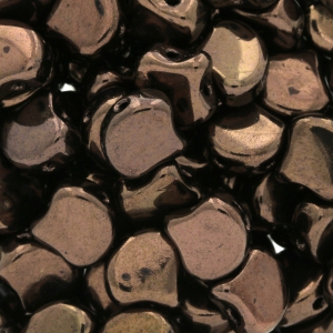 Czech Glass beads Ginko Duo 2 holes 7.5x7.5 mm Dark Bronze x10g