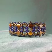 Czech Glass beads Ginko Duo 2 holes 7.5x7.5 mm Dark Bronze x10g