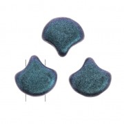 Czech Glass beads Ginko Duo 2 holes 7.5x7.5 mm Blueberry Metallic Mat x10g