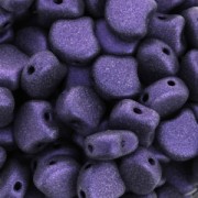 Czech Glass beads Ginko Duo 2 holes 7.5x7.5 mm Purple Metallic Mat x10g|raw }}