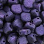 Czech Glass beads Ginko Duo 2 holes 7.5x7.5 mm Purple Metallic Mat x10g