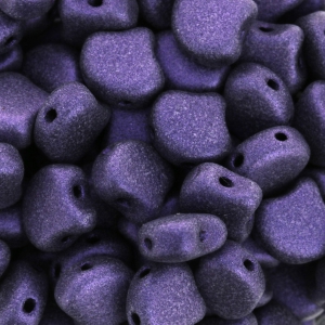 Czech Glass beads Ginko Duo 2 holes 7.5x7.5 mm Purple Metallic Mat x10g