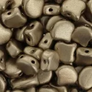 Czech Glass beads Ginko Duo 2 holes 7.5x7.5 mm Gold Mat x10g