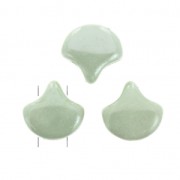 Czech Glass beads Ginko Duo 2 holes 7.5x7.5mm Opaque Light Green Ceramic Look x10g