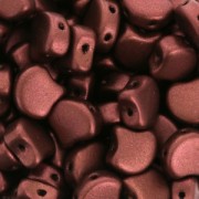 Czech Glass beads Ginko Duo 2 holes 7.5x7.5 mm Red Copper Mat x10g|raw }}