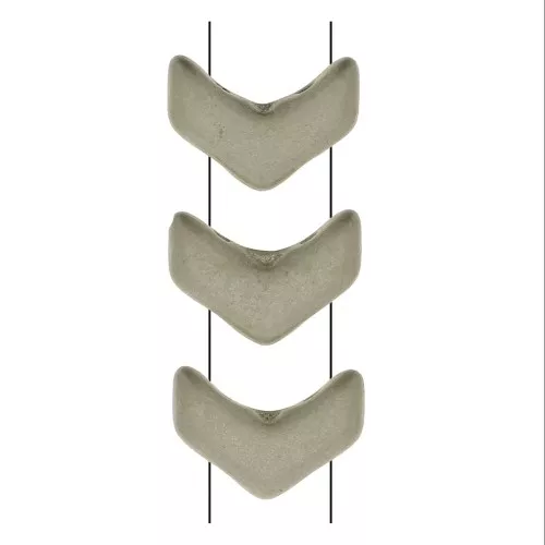 Chevron Glass Beads 10x4 mm Beige Metallic Mat x30