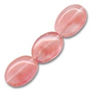 Beads imitation Strawberry Quartz flat Olive bead 14x10mm x5