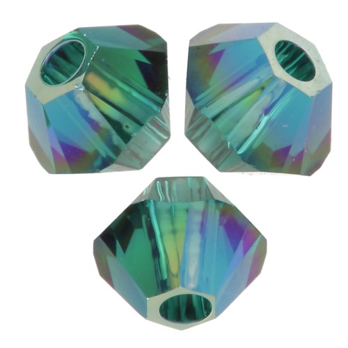 PureCrystal 3 mm crystal bicones - Emerald AB x50