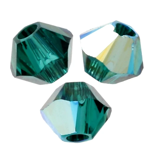 PureCrystal 3 mm crystal bicones - Emerald AB x50