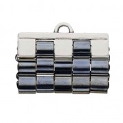 Cymbal Beads - Terminator for Tila Beads 25x10 mm Piperi III Ant Silver Tone x1