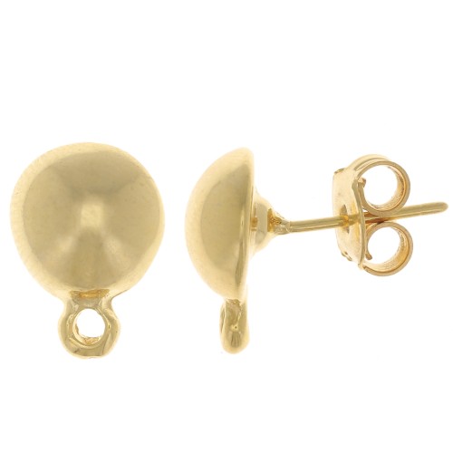 Half ball earstuds 10mm fine Gold plated x2