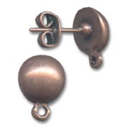 Half ball earstuds 10mm Antic Copper Tone x2