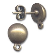 Half ball earstuds 10mm Antic Bronze Tone x2