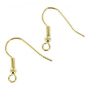 Earwires 21mm fine Gold plated x6