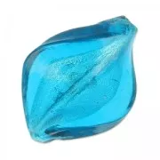 Silver foil twisted bead 30x20mm Dark Aquamarine x1