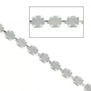 Rhinestones brass chain in cut crystal 2.10 mm Silver Tone/White Opal x50cm