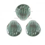 Shell Beads 2 holes 8 mm Green Turquoise Ceramic Lookx20