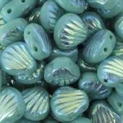 Shell Beads 2 holes 8 mm Green Turquoise AB 2X x20