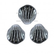 Shell Beads 2 holes 8 mm Jet Blue Sphinx Metallic x20