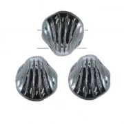 Shell Beads 2 holes 8 mm Jet Blue Sphinx Metallic x20